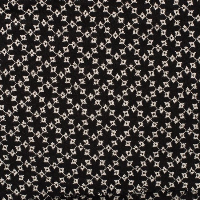leichter Baumwoll-Stoff schwarz Loch-Stickerei